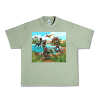Oil Green dinosaurs Urban Heavy Tee - TumblerDesignByShophia