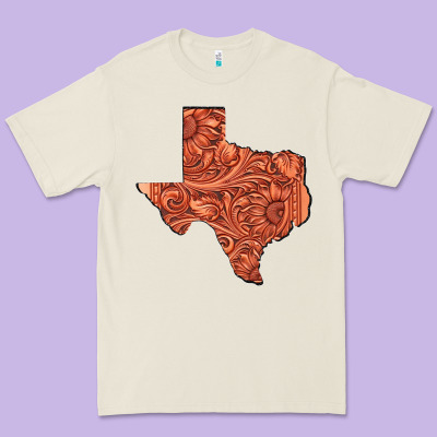Texas Map Western Tooled Leather Pattern Premium Tee Designed By Bettercallsaul