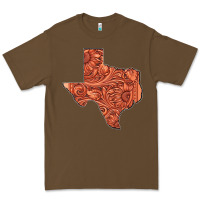 Cacao Texas Map Western Tooled Leather Pattern Premium Tee - Bettercallsaul