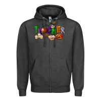 Charcoal Heather halloween teacher Zipper Hoodie - LillyAllenDesigns