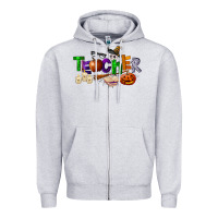 Heather Grey halloween teacher Zipper Hoodie - LillyAllenDesigns
