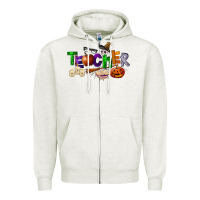 Oatmeal Heather halloween teacher Zipper Hoodie - LillyAllenDesigns