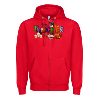 Red halloween teacher Zipper Hoodie - LillyAllenDesigns
