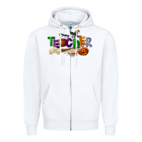 White halloween teacher Zipper Hoodie - LillyAllenDesigns