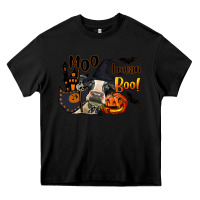 Black Moo I Mean Boo Holstein Cow Heavy Core Tee - LillyAllenDesigns
