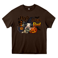 Chocolate Brown Moo I Mean Boo Holstein Cow Heavy Core Tee - LillyAllenDesigns