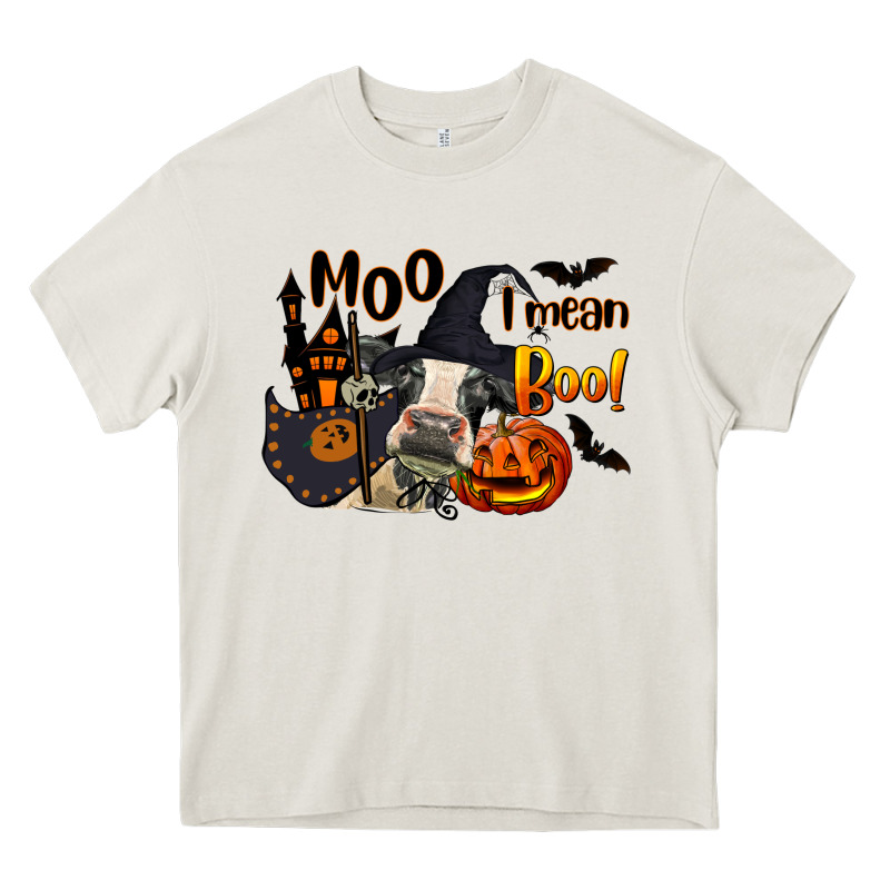 Moo I Mean Boo Holstein Cow Heavy Core Tee by LillyAllenDesigns | Teevron