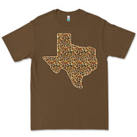 Cacao Western Texas Map Leopard Pattern Premium Tee - Bettercallsaul