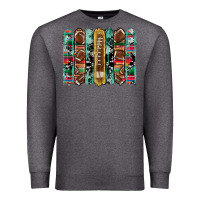 Charcoal Heather football serape cowhide turquoise glitter  brushstrokes Premium Sweatshirt - Artiststas