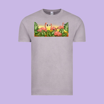 Flamingos With Sunset Vintage Tee Designed By Tumblerdesignbyshophia