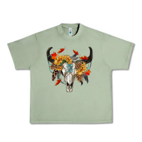 Oil Green Fall Bull Skull Urban Heavy Tee - RanaPortraitStore