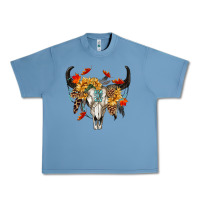 Pebble Blue Fall Bull Skull Urban Heavy Tee - RanaPortraitStore