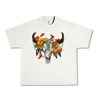 Pistachio Fall Bull Skull Urban Heavy Tee - RanaPortraitStore
