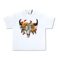White Fall Bull Skull Urban Heavy Tee - RanaPortraitStore