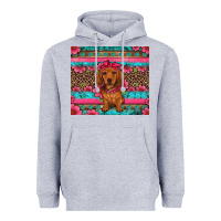 Heather Grey dachshund puppy floral Heavyweight Hoodie - Artiststas