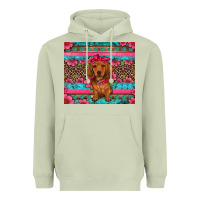 Matcha dachshund puppy floral Heavyweight Hoodie - Artiststas