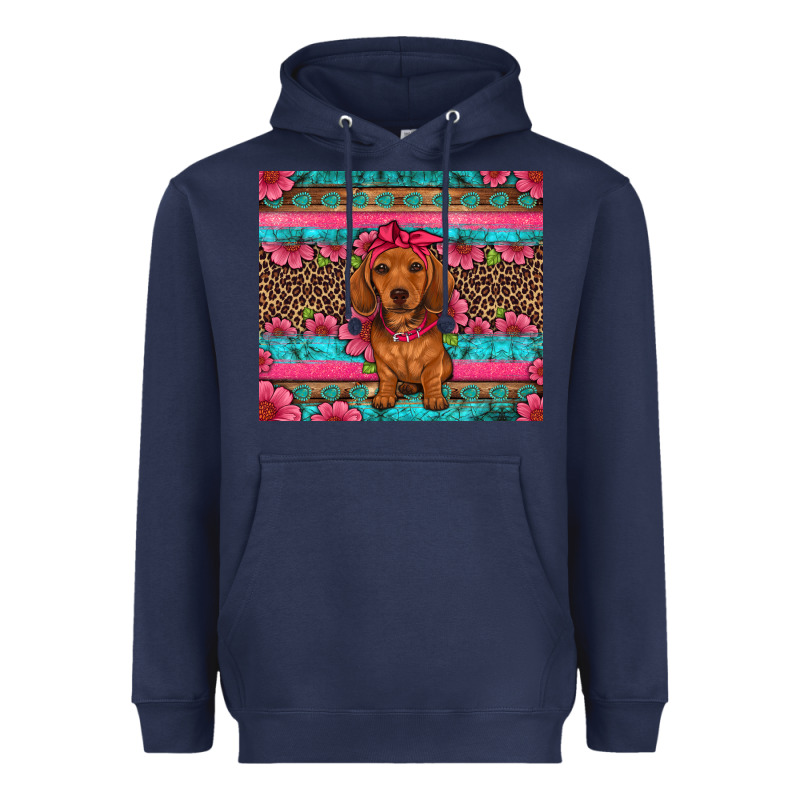 Dachshund Puppy Floral Heavyweight Hoodie by Artiststas | Teevron