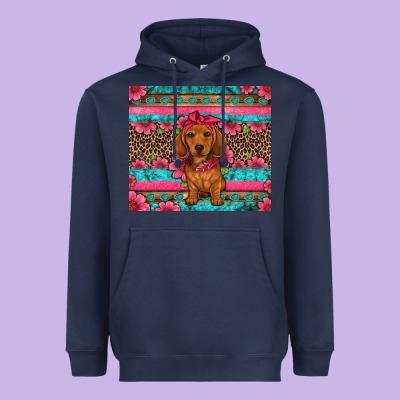 Dachshund Puppy Floral Heavyweight Hoodie Designed By Artiststas