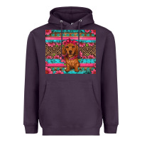 Plum dachshund puppy floral Heavyweight Hoodie - Artiststas
