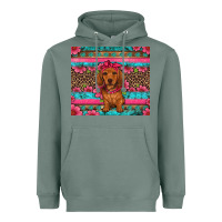 Sage dachshund puppy floral Heavyweight Hoodie - Artiststas