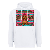 White dachshund puppy floral Heavyweight Hoodie - Artiststas