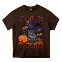 Chocolate Brown Trick Or Treat Black Angus Heifer Heavy Core Tee - LillyAllenDesigns