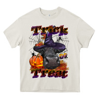 Trick Or Treat Black Angus Heifer Heavy Core Tee | Teevron