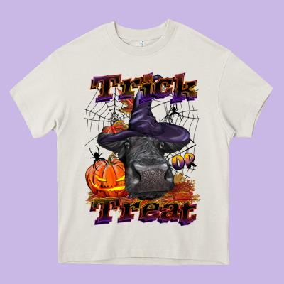 Trick Or Treat Black Angus Heifer Heavy Core Tee Designed By Lillyallendesigns