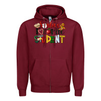 Burgundy santa's favorite student christmas Zipper Hoodie - LillyAllenDesigns