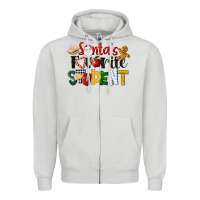 Dove Grey santa's favorite student christmas Zipper Hoodie - LillyAllenDesigns