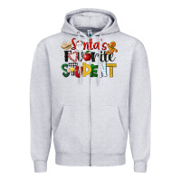 Heather Grey santa's favorite student christmas Zipper Hoodie - LillyAllenDesigns