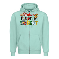 Seafoam santa's favorite student christmas Zipper Hoodie - LillyAllenDesigns