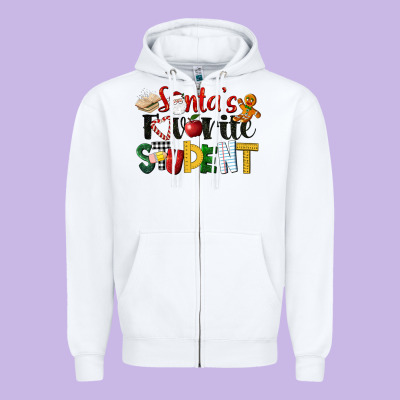 Santa's Favorite Student Christmas Zipper Hoodie Designed By Lillyallendesigns