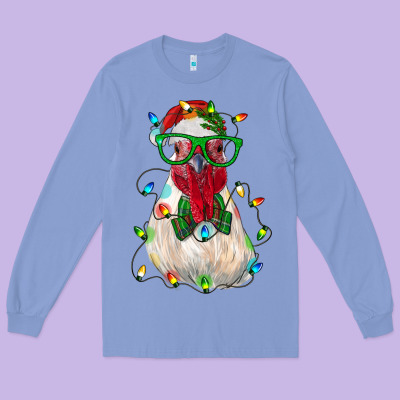Christmas Rooster Long Sleeve Tee Designed By Ranaportraitstore