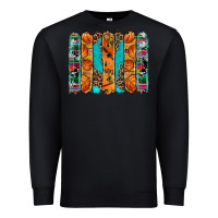 Black basketball serape cowhide turquoise leopard glitter  brushstrokes Premium Sweatshirt - Artiststas