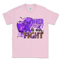 Bubblegum Pink Her fight is our fight purple ribbon Classic Tee - NancyCooperArtShop