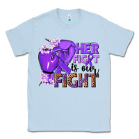 Dusty Blue Her fight is our fight purple ribbon Classic Tee - NancyCooperArtShop