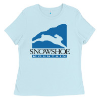 Baby Blue snowshoe mountain Ladies Tee - minhPixels