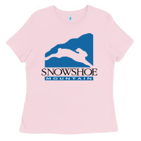 Bubblegum Pink snowshoe mountain Ladies Tee - minhPixels