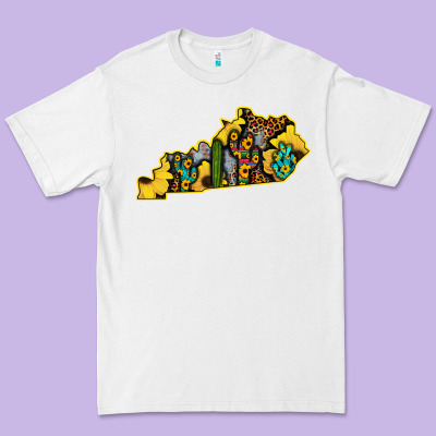 Kentucky Map Western Sunflower Pattern Premium Tee Designed By Bettercallsaul