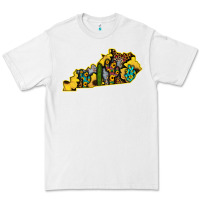 White Kentucky Map Western Sunflower Pattern Premium Tee - Bettercallsaul