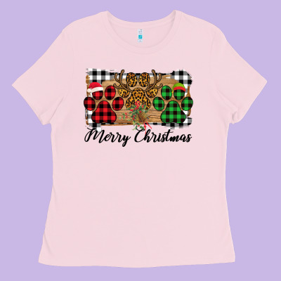 Merry Christmas Paws Ladies Tee Designed By Bettercallsaul