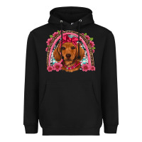 Dachshund Puppy Floral Rainbow Heavyweight Hoodie | Teevron