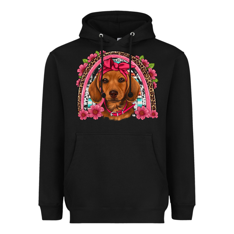 Dachshund Puppy Floral Rainbow Heavyweight Hoodie by Artiststas | Teevron