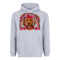 Heather Grey dachshund puppy floral rainbow Heavyweight Hoodie - Artiststas