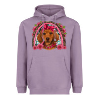 Lavender dachshund puppy floral rainbow Heavyweight Hoodie - Artiststas