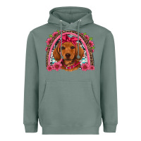 Sage dachshund puppy floral rainbow Heavyweight Hoodie - Artiststas