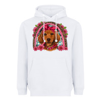 White dachshund puppy floral rainbow Heavyweight Hoodie - Artiststas