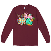 Burgundy Easter heart Easter Day Long Sleeve Tee - CowGirlArtShop