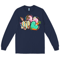 Navy Easter heart Easter Day Long Sleeve Tee - CowGirlArtShop